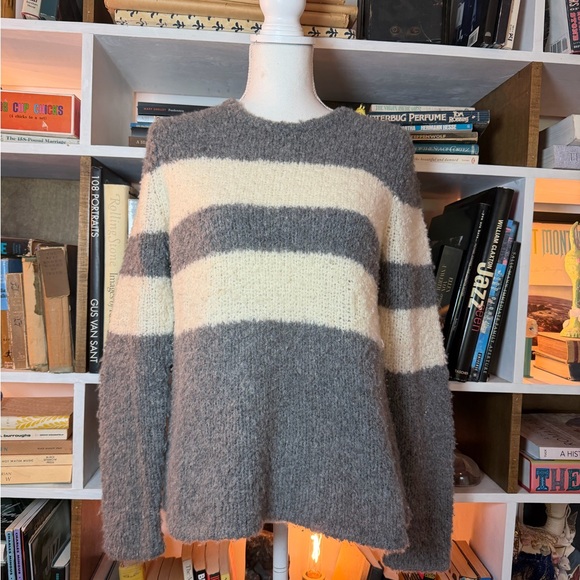 Jenni Kayne Gray and Cream Striped Sweater
